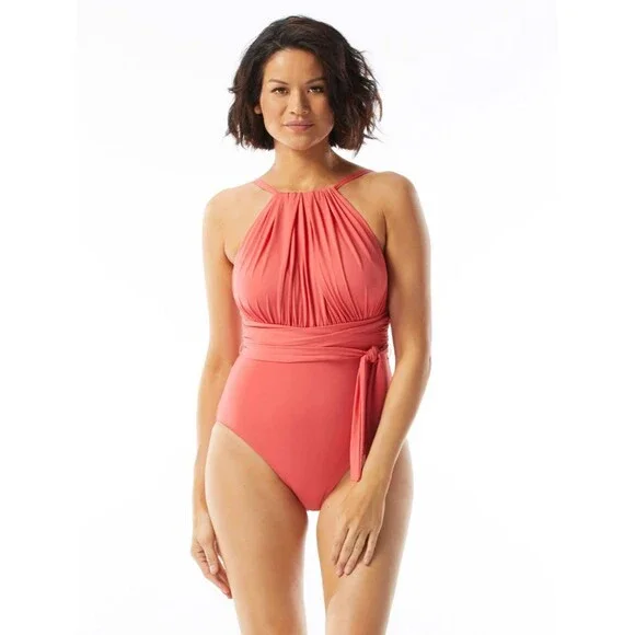 Coco Reef Contours Iconic Belted High Neck One Piece Swimsuit Size 14/38C - Picture 2 of 3
